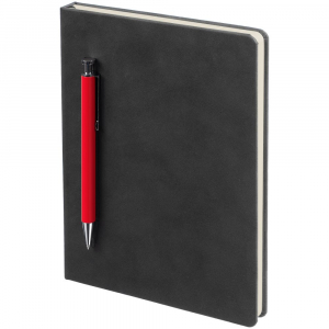 Ежедневник Magnet с ручкой, черный с красным - купить оптом