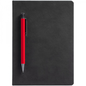 Ежедневник Magnet с ручкой, черный с красным - купить оптом