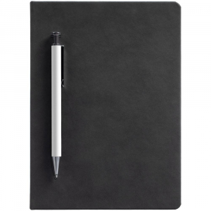 Ежедневник Magnet с ручкой, черный с белым - купить оптом