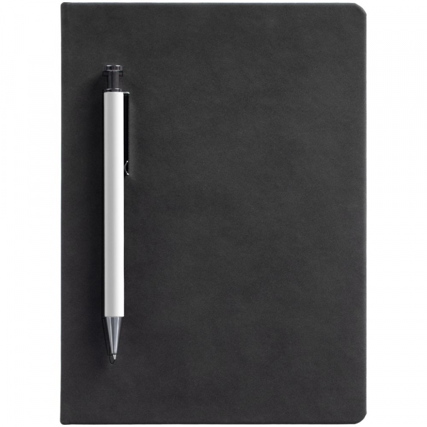 Ежедневник Magnet с ручкой, черный с белым - купить оптом