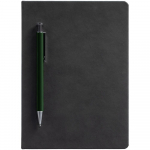 Ежедневник Magnet с ручкой, черный с зеленым, фото 1