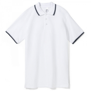 Рубашка поло мужская с контрастной отделкой Practice 270, белый/темно-синий - купить оптом
