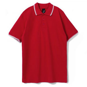 Рубашка поло мужская с контрастной отделкой Practice 270, красный/белый - купить оптом