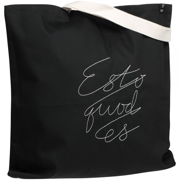 Холщовая сумка с вышивкой Esto Quod Es, черная - купить оптом