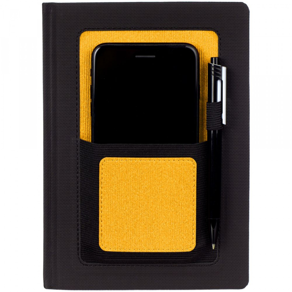 Ежедневник Mobile, недатированный, черный с желтым - купить оптом