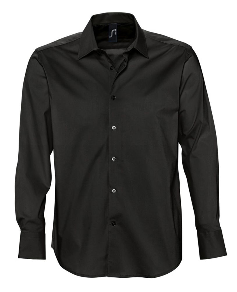 Рубашка мужская с длинным рукавом Brighton, черная - купить оптом