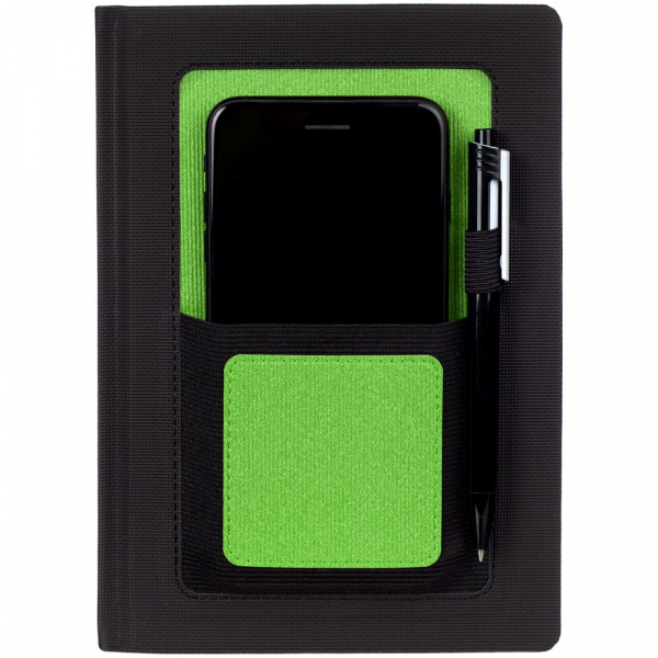 Ежедневник Mobile, недатированный, черный с зеленым - купить оптом