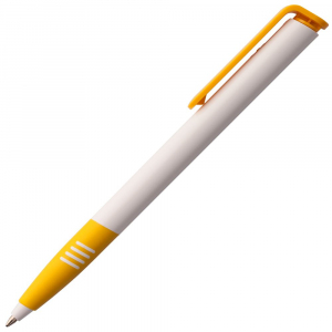 Ручка шариковая Senator Super Soft, белая с желтым - купить оптом