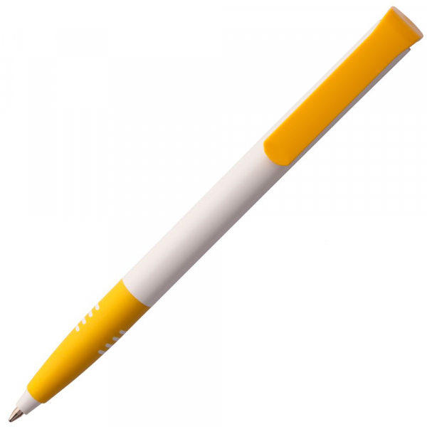 Ручка шариковая Senator Super Soft, белая с желтым - купить оптом