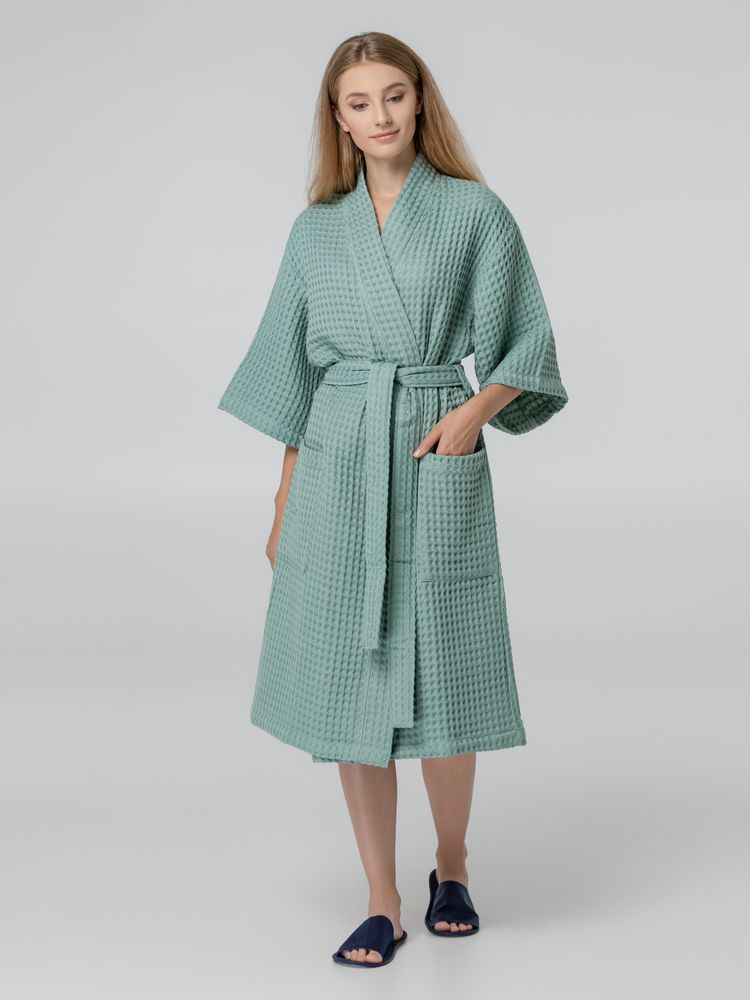Халат вафельный женский Boho Kimono, зеленая мята - купить оптом