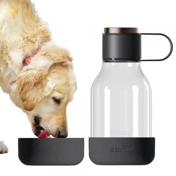 Бутылка для воды с миской для питомца Dog Water Bowl Lite, черная - купить оптом