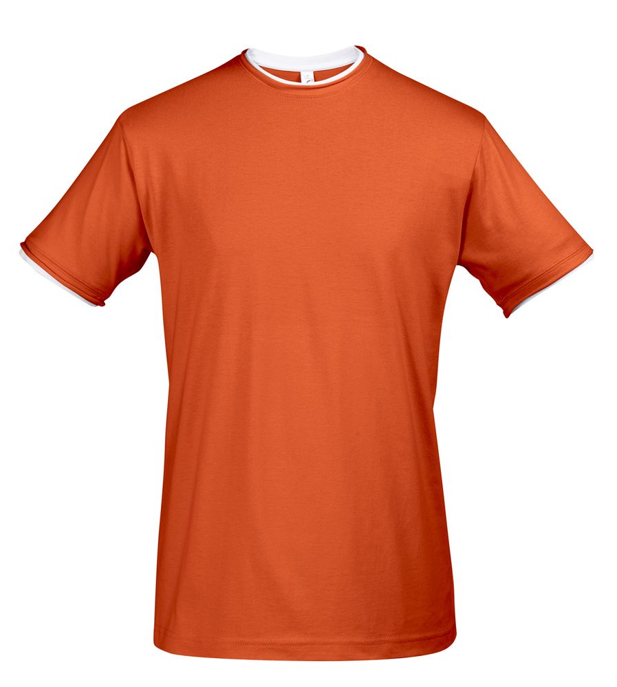 Футболка мужская с контрастной отделкой Madison 170, оранжевый/белый - купить оптом