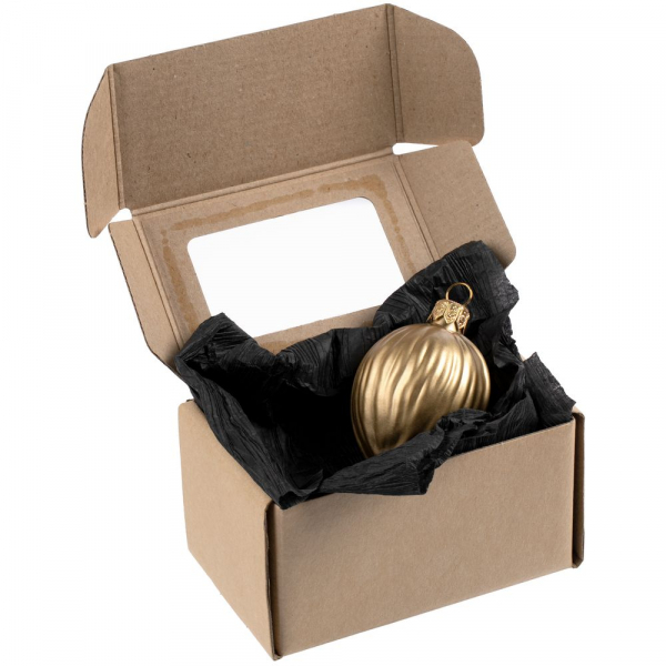 Елочная игрушка «Грецкий орех» в коробке, матовое золото - купить оптом