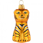 Елочная игрушка «Бенгальский тигр» в коробке, золотистая с росписью