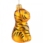 Елочная игрушка «Бенгальский тигр» в коробке, золотистая с росписью, фото 1