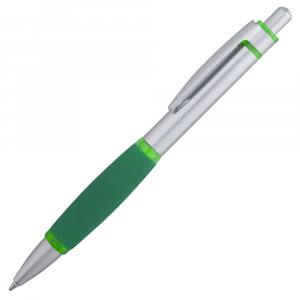 Ручка шариковая Boomer, с зелеными элементами - купить оптом