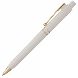 Ручка шариковая Raja Gold, белая - купить оптом