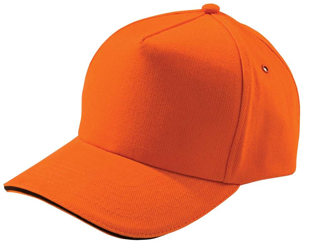 Бейсболка Unit Сlassic, оранжевая с черным кантом - купить оптом