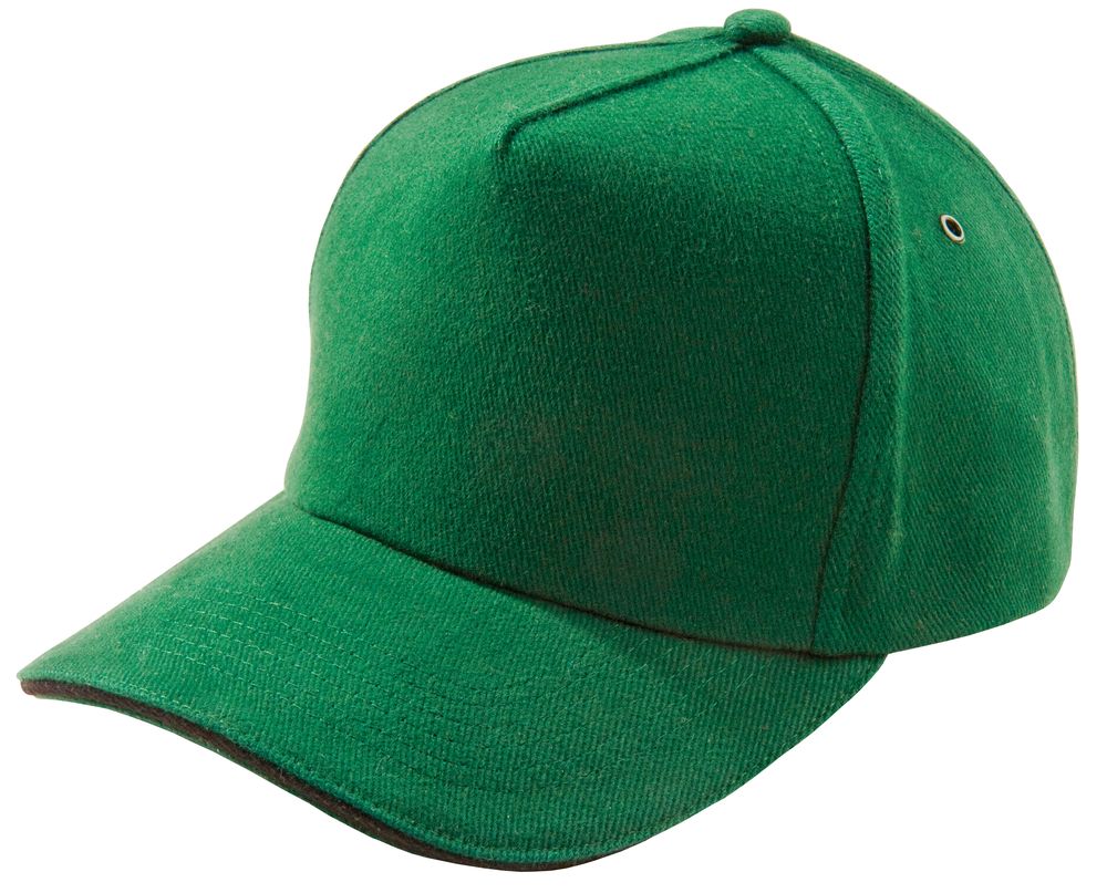 Бейсболка Unit Classic, ярко-зеленая с черным кантом - купить оптом