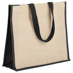Холщовая сумка для покупок Bagari с черной отделкой - купить оптом