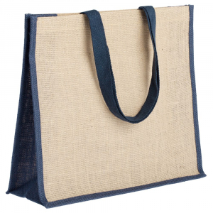 Холщовая сумка для покупок Bagari с синей отделкой - купить оптом