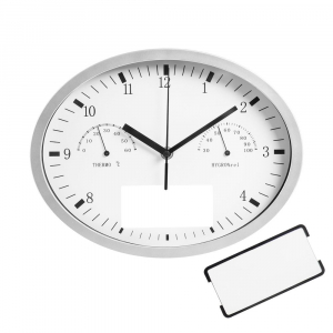 Часы настенные INSERT3 с термометром и гигрометром, белые - купить оптом