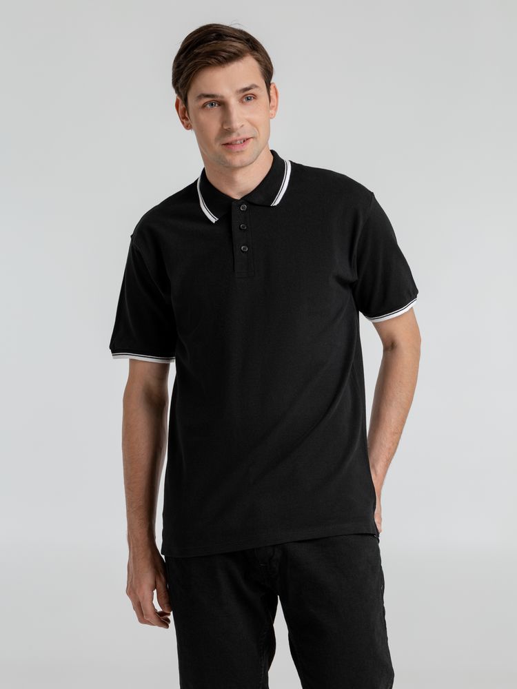 Рубашка поло мужская с контрастной отделкой Practice 270 черная - купить оптом