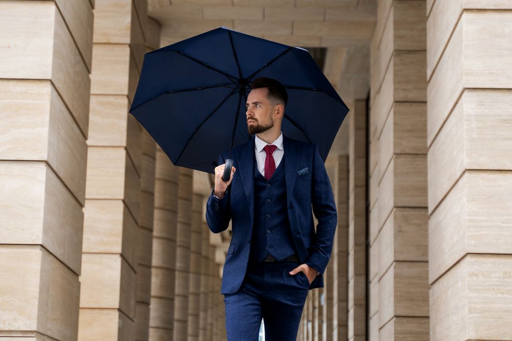 Складной зонт Palermo, темно-синий - купить оптом