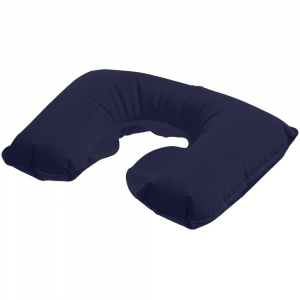 Надувная подушка под шею в чехле Sleep, темно-синяя - купить оптом