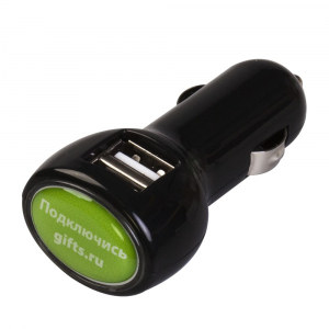 Автомобильное зарядное устройство с подсветкой Logocharger, черное - купить оптом