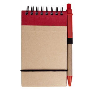Блокнот на кольцах Eco Note с ручкой, красный - купить оптом