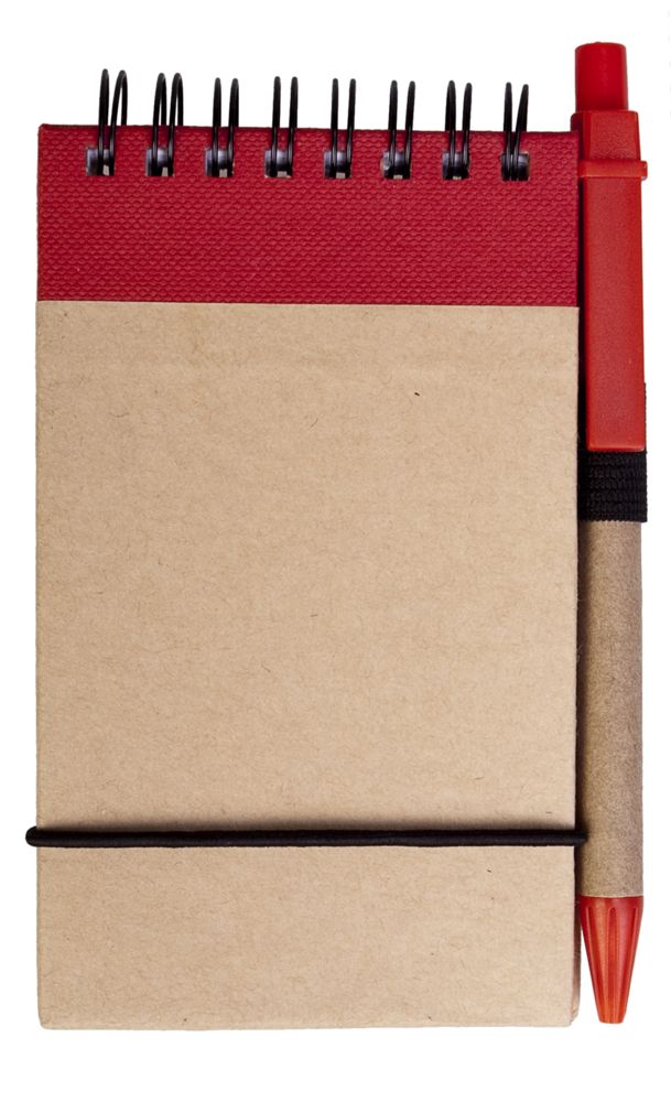 Блокнот на кольцах Eco Note с ручкой, красный - купить оптом