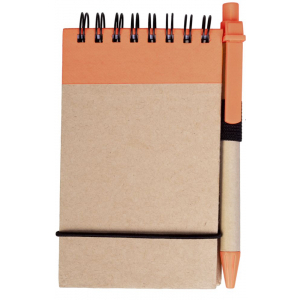 Блокнот на кольцах Eco Note с ручкой, оранжевый - купить оптом