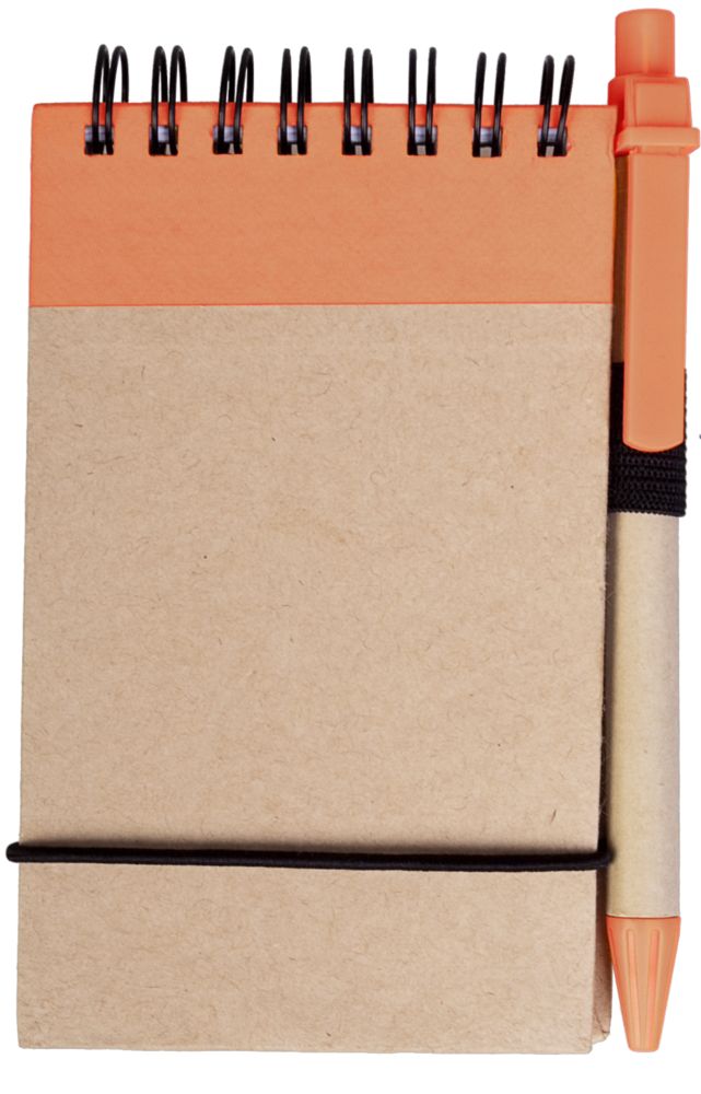 Блокнот на кольцах Eco Note с ручкой, оранжевый - купить оптом