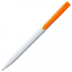 Ручка шариковая Pin, белая с оранжевым, фото 2