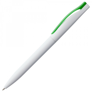 Ручка шариковая Pin, белая с зеленым - купить оптом