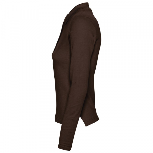 Рубашка поло женская с длинным рукавом Podium 210 шоколадно-коричневая - купить оптом
