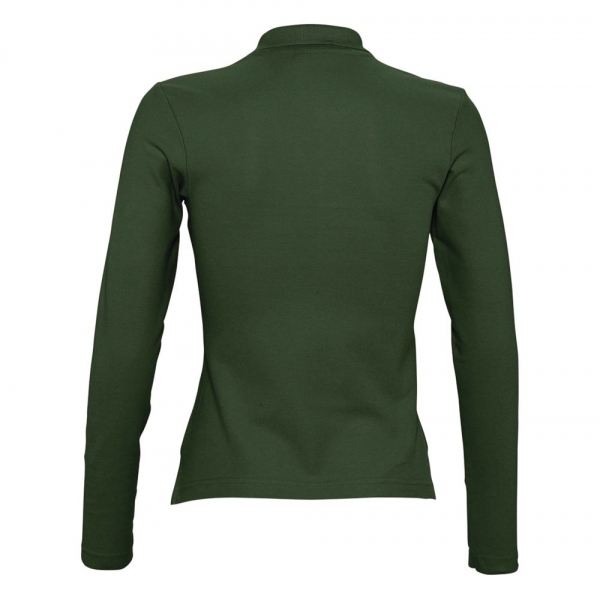 Рубашка поло женская с длинным рукавом Podium 210 темно-зеленая - купить оптом