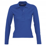 Рубашка поло женская с длинным рукавом Podium 210 темно-синяя - купить оптом