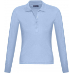 Рубашка поло женская с длинным рукавом Podium 210 ярко-синяя - купить оптом