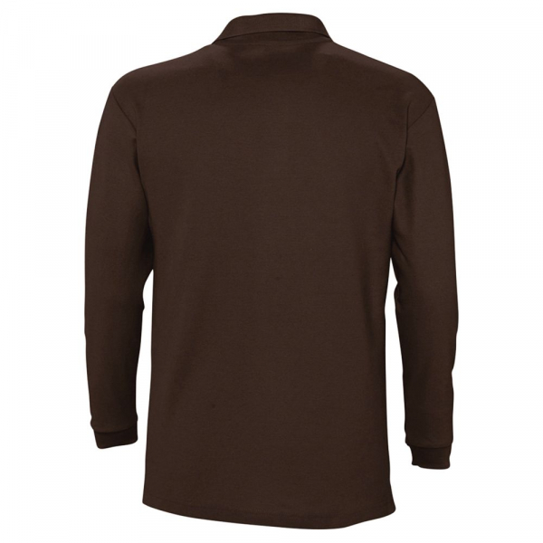 Рубашка поло мужская с длинным рукавом Winter II 210 шоколадно-коричневая - купить оптом