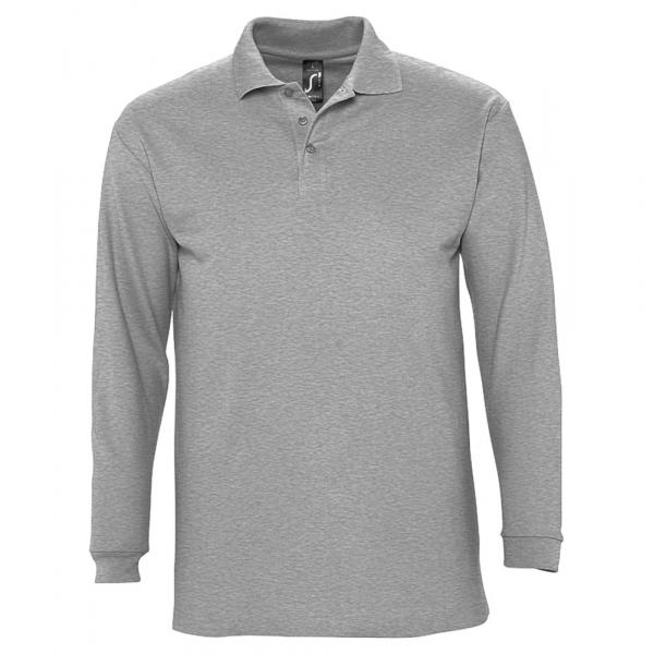 Рубашка поло мужская с длинным рукавом Winter II 210 серый меланж - купить оптом
