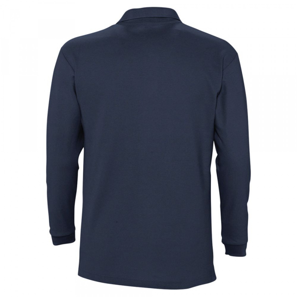 Рубашка поло мужская с длинным рукавом Winter II 210 темно-синяя - купить оптом