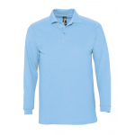 Рубашка поло мужская с длинным рукавом Winter II 210 ярко-синяя - купить оптом