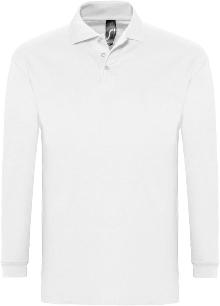 Рубашка поло мужская с длинным рукавом Winter II 210 белая - купить оптом
