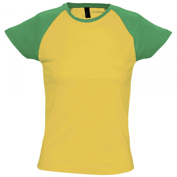 Футболка женская Milky 150, желтая с зеленым - купить оптом