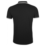 Рубашка поло мужская Pasadena Men 200 с контрастной отделкой, черная с белым, фото 1
