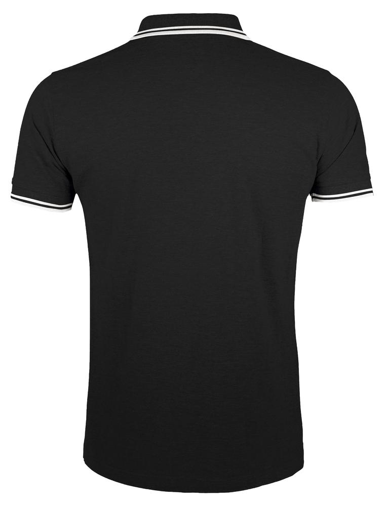 Рубашка поло мужская Pasadena Men 200 с контрастной отделкой, черная с белым - купить оптом