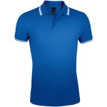 Рубашка поло мужская Pasadena Men 200 с контрастной отделкой, темно-синяя с белым - купить оптом
