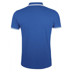 Рубашка поло мужская Pasadena Men 200 с контрастной отделкой, ярко-синяя с белым - купить оптом